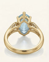 Aveline Vow Pear Cut Aquamarine Diamond Bypass Ring Setting in Yellow Gold, rear gallery view | SARATTI