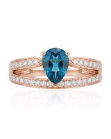 Aveline Vow pear-cut Aquamarine diamond split-shank ring setting in Rose Gold, setting detail | SARATTI