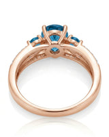 Aveline Vow pear-cut Aquamarine diamond split-shank ring setting in Rose Gold, side view | SARATTI