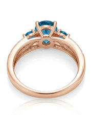 Aveline Vow pear-cut Aquamarine diamond split-shank ring setting in Rose Gold, side view | SARATTI