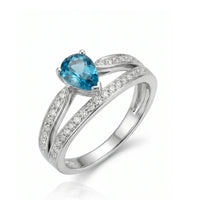 Aveline Vow – Pear Cut Aquamarine Diamond Split-Shank Ring Setting