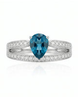 Aveline Vow pear-cut Aquamarine diamond split-shank ring setting in White Gold, profile view | SARATTI