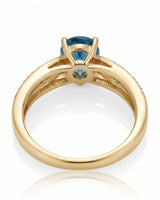 Aveline Vow pear-cut Aquamarine diamond split-shank ring setting in Yellow Gold, alternate 45-degree view | SARATTI