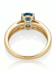Aveline Vow pear-cut Aquamarine diamond split-shank ring setting in Yellow Gold, alternate 45-degree view | SARATTI