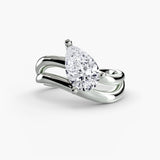 AVELISSE – Pear Cut Layered Band Solitaire Ring Setting in 950 Platinum, standalone product view | SARATTI