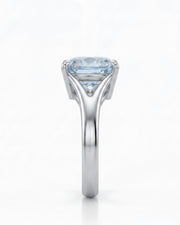 Avenelle cushion cut Aquamarine split-shank ring setting in platinum, side profile | SARATTI