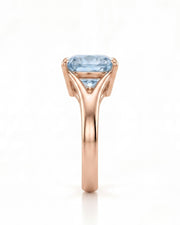 Avenelle cushion cut Aquamarine split-shank ring setting in rose gold, side profile | SARATTI