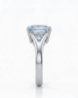 Avenelle cushion cut Aquamarine split-shank ring setting in white gold, side profile | SARATTI