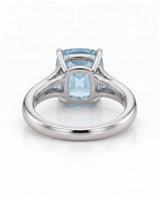 Avenelle cushion cut Aquamarine split-shank ring setting in white gold, underside view | SARATTI
