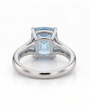 Avenelle cushion cut Aquamarine split-shank ring setting in white gold, underside view | SARATTI