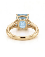 Avenelle cushion cut Aquamarine split-shank ring setting in yellow gold, underside view | SARATTI