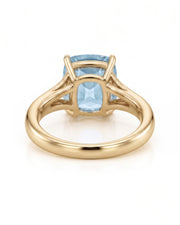 Avenelle cushion cut Aquamarine split-shank ring setting in yellow gold, underside view | SARATTI