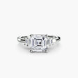 AVENIR – Asscher Cut Baguette Accent Solitaire Ring Setting in White Gold | SARATTI