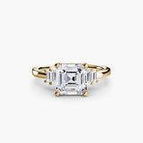 AVENIR – Asscher Cut Baguette Accent Solitaire Ring Setting in Yellow Gold | SARATTI
