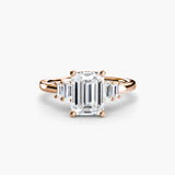 AVENIR Emerald Cut Baguette Accent Solitaire Ring Setting in Rose Gold | SARATTI