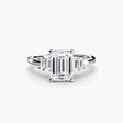 AVENIR Emerald Cut Baguette Accent Solitaire Ring Setting in White Gold | SARATTI