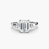 AVENIR Emerald Cut Baguette Accent Solitaire Ring Setting in White Gold | SARATTI