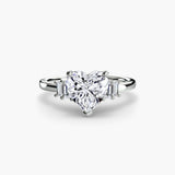 AVENIR Heart Cut Baguette Accent Solitaire Ring Setting in 950 Platinum | SARATTI