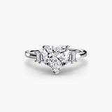 AVENIR Heart Cut Baguette Accent Solitaire Ring Setting in White Gold | SARATTI