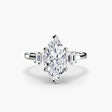 AVENIR – Marquise Cut Baguette Accent Solitaire Ring Setting in White Gold | SARATTI
