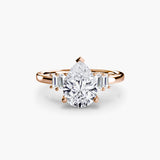 AVENIR – Pear Cut Baguette Accent Solitaire Ring Setting in Rose Gold | SARATTI