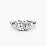 AVENIR – Princess Cut Baguette Accent Solitaire Ring Setting in 950 Platinum | SARATTI