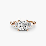 AVENIR – Princess Cut Baguette Accent Solitaire Ring Setting in Rose Gold | SARATTI