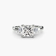 AVENIR – Princess Cut Baguette Accent Solitaire Ring Setting in White Gold | SARATTI