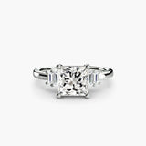 AVENIR – Princess Cut Baguette Accent Solitaire Ring Setting in White Gold | SARATTI