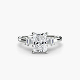AVENIR Radiant Cut Baguette Accent Solitaire Ring Setting in White Gold | SARATTI
