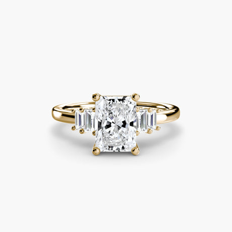 AVENIR Radiant Cut Baguette Accent Solitaire Ring Setting in Yellow Gold | SARATTI