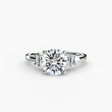 AVENIR – Round Cut Baguette Accent Solitaire Ring Setting in 950 Platinum | SARATTI