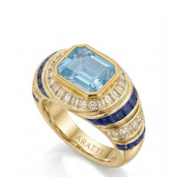 Azzurro Regent – Emerald Cut Aquamarine Sapphire & Diamond Cocktail Ring Setting