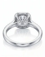 BEA 0.50 carat round natural diamond halo engagement ring in platinum, underside and open gallery view | SARATTI