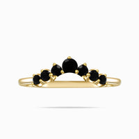 Black Diamond Curved Band in 18K Yellow Gold