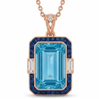 Bleu Meridian – Emerald Cut Aquamarine Sapphire & Diamond Necklace Setting