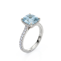 CAELIA – Cushion Cut Aquamarine Pavé Solitaire Ring Setting