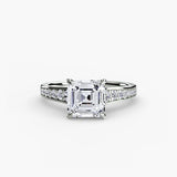 CÉLESTE – Asscher Cut Pavé Solitaire Ring Setting in 950 Platinum | SARATTI