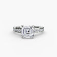 CÉLESTE – Asscher Cut Pavé Solitaire Ring Setting in White Gold | SARATTI