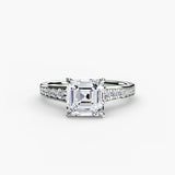 CÉLESTE – Asscher Cut Pavé Solitaire Ring Setting in White Gold | SARATTI