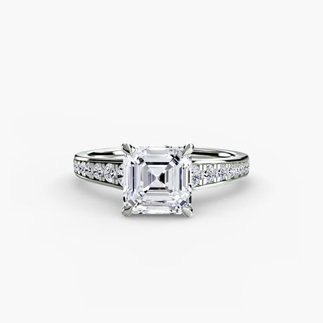 CÉLESTE – Asscher Cut Pavé Solitaire Ring Setting in White Gold | SARATTI