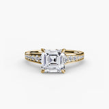CÉLESTE – Asscher Cut Pavé Solitaire Ring Setting in Yellow Gold | SARATTI