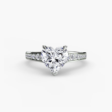 CÉLESTE Heart Cut Pavé Solitaire Ring Setting in White Gold | SARATTI