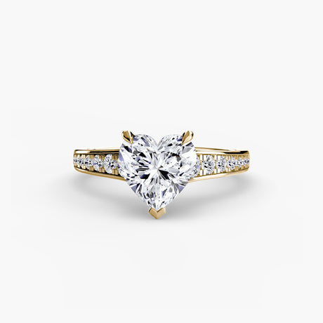CÉLESTE Heart Cut Pavé Solitaire Ring Setting in Yellow Gold | SARATTI