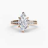 CÉLESTE – Marquise Cut Pavé Solitaire Ring Setting in Rose Gold | SARATTI