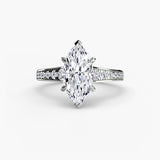 CÉLESTE – Marquise Cut Pavé Solitaire Ring Setting in White Gold | SARATTI