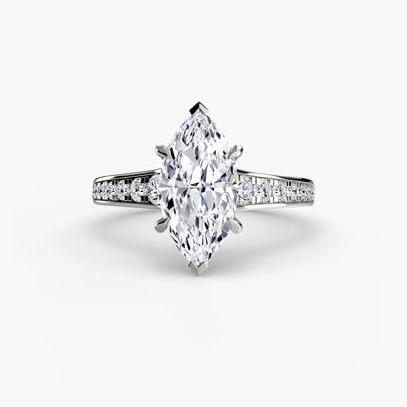CÉLESTE – Marquise Cut Pavé Solitaire Ring Setting in White Gold | SARATTI