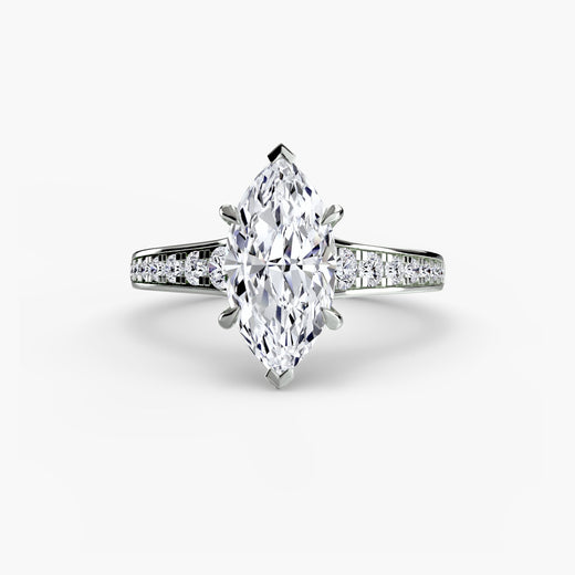 CÉLESTE – Marquise Cut Pavé Solitaire Ring Setting in White Gold | SARATTI