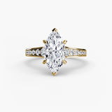 CÉLESTE – Marquise Cut Pavé Solitaire Ring Setting in Yellow Gold | SARATTI