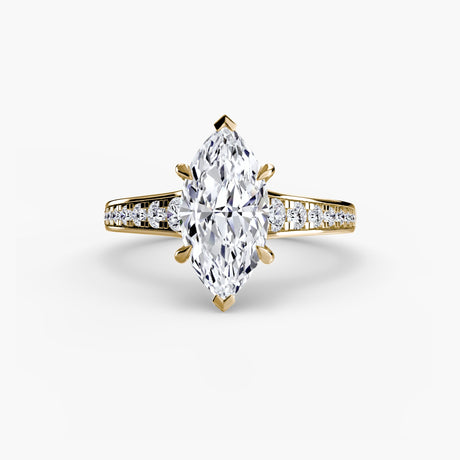 CÉLESTE – Marquise Cut Pavé Solitaire Ring Setting in Yellow Gold | SARATTI
